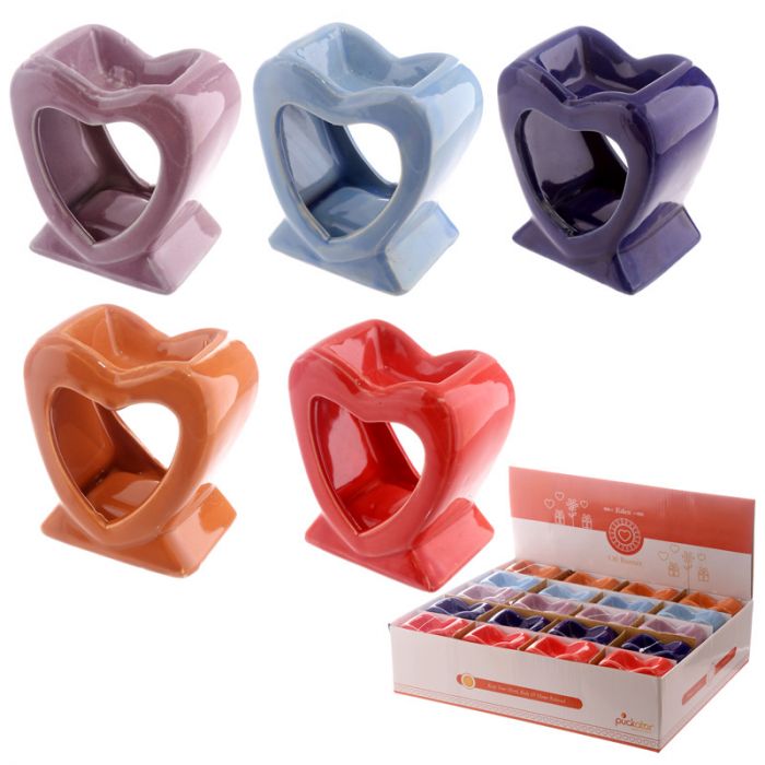 Bright Single Colour Heart Shaped Oil Burner - Set of 20