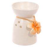 Ceramic Oil and Wax Burner - Speckled Cream with Flower (Set of 3 Asstd)