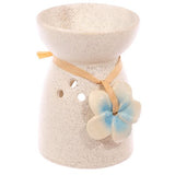 Ceramic Oil and Wax Burner - Speckled Cream with Flower (Set of 3 Asstd)