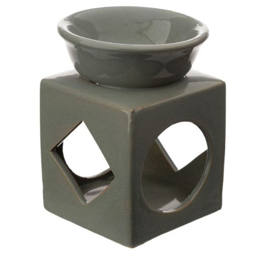 Ceramic Oil and Wax Burner Eden Cube with Geometric Cut Out (Set of 3 Asstd)
