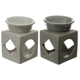 Ceramic Oil and Wax Burner Eden Cube with Geometric Cut Out (Set of 3 Asstd)