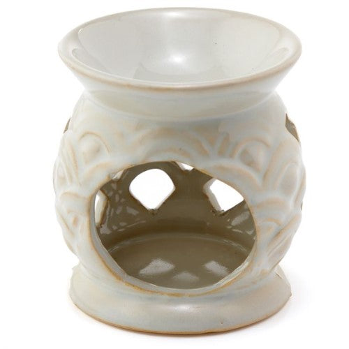 Ceramic Oil Burner - Eden Scallop Cut Out 10cm (Set of 3 Asstd)