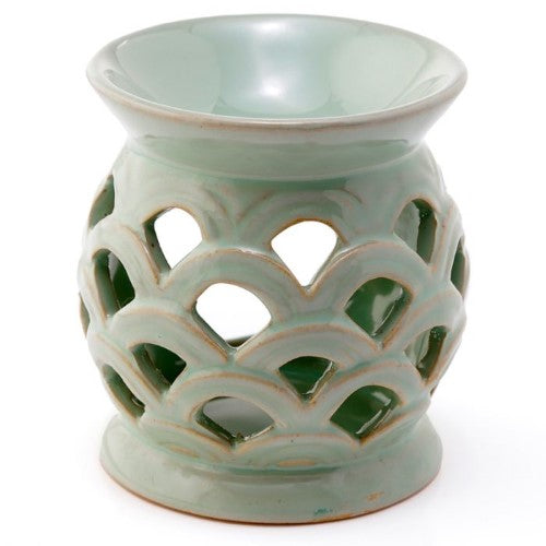Ceramic Oil Burner - Eden Scallop Cut Out 10cm (Set of 3 Asstd)