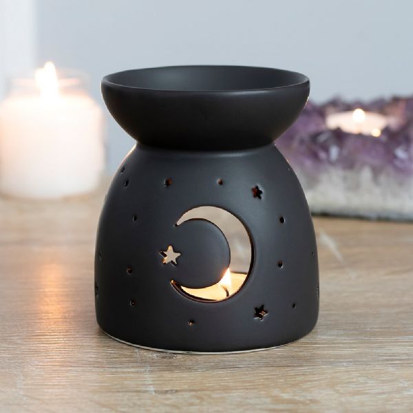 Oil Burner - Black Mystical Moon Cut Out Oil Burner