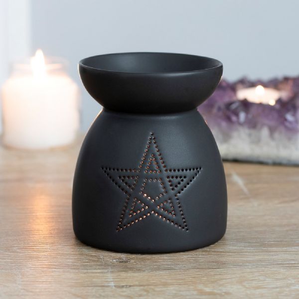 Oil Burner - Black Pentagram Cut Out Oil Burner
