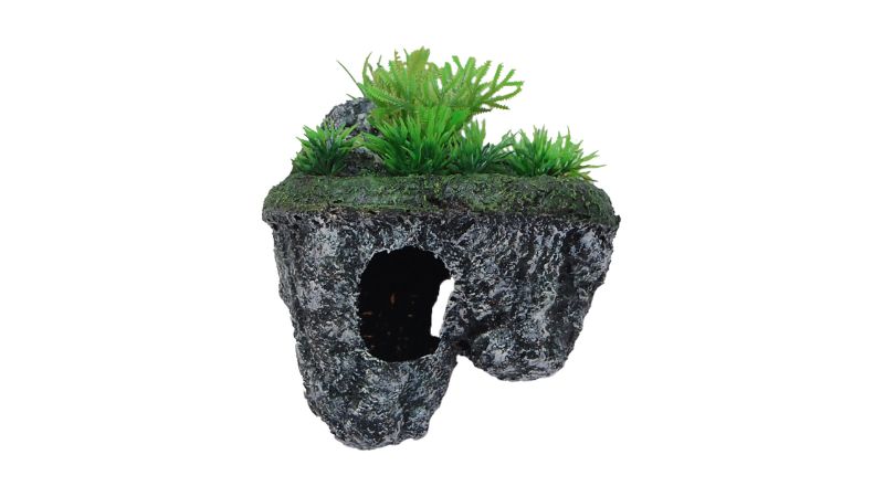 Aquatic Ornament - Floating Island with Plant 15cm (Grey)