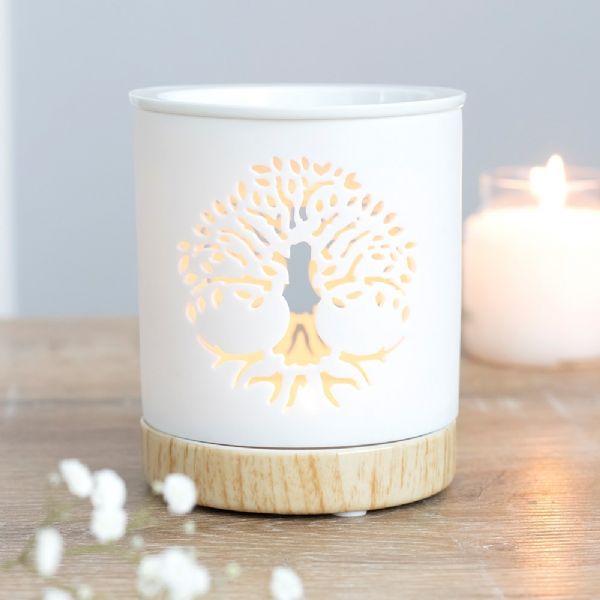 Oil Burner - White Tree of Life Cut Out Oil Burner