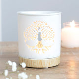 Oil Burner - White Tree of Life Cut Out Oil Burner