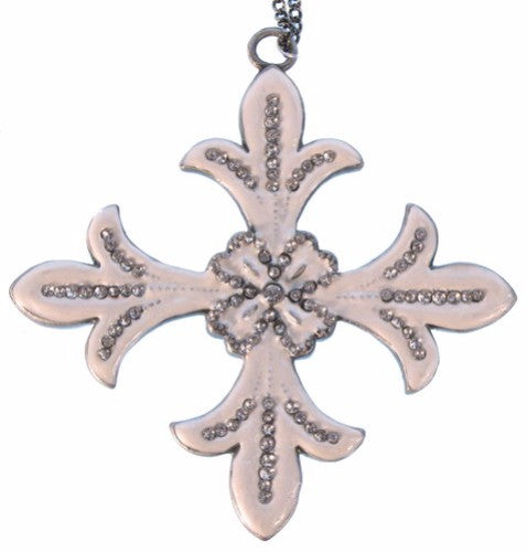 Fleur De Lys Cross - White
