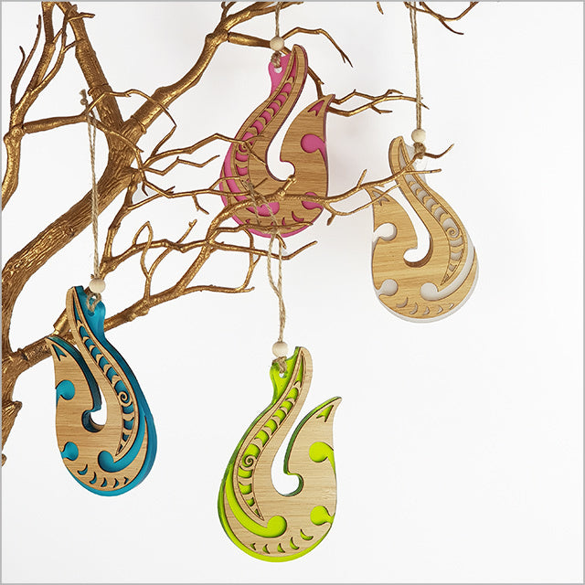 Hanging Ornament - Hook Lime Green Satin Acrylic (120mm)