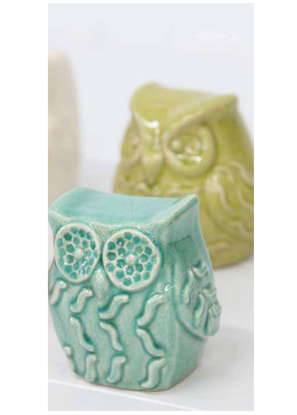 Owl - Teal Ceramic Owl - 10 X 9 X 7CM