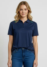 Academy Womens Short Sleeve Polo - Cyan/Navy