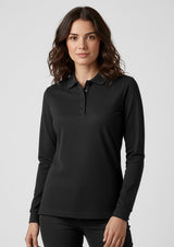 Action Womens Long Sleeve Polo - Navy