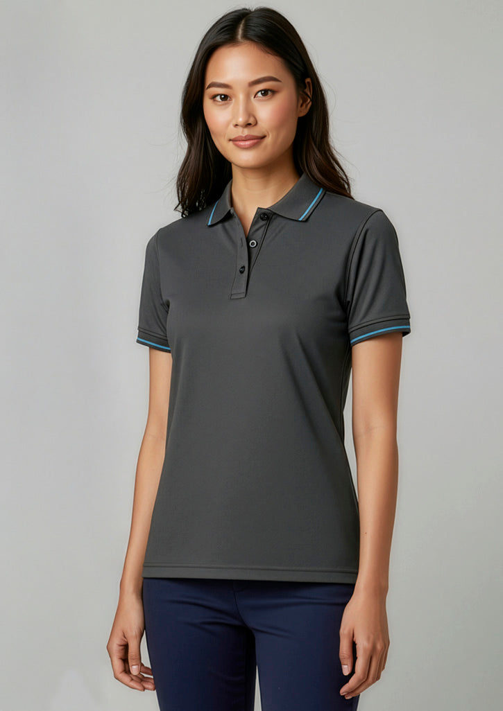 Jet Womens Short Sleeve Polo - Black/Orange