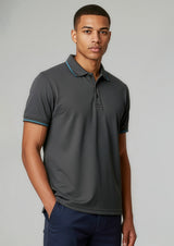 Jet Mens Short Sleeve Polo - Steel Grey/Red