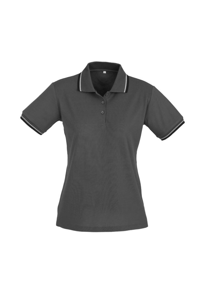 Ladies Cambridge Polo - Steel Grey/Black/White - Size 12 - Biz Collection