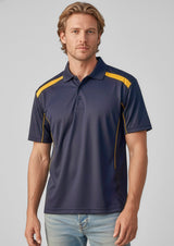 United Mens Short Sleeve Polo - Navy/White