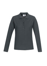 Crew Womens Long Sleeve Polo - Charcoal