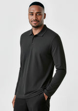 Crew Mens Long Sleeve Polo - Navy