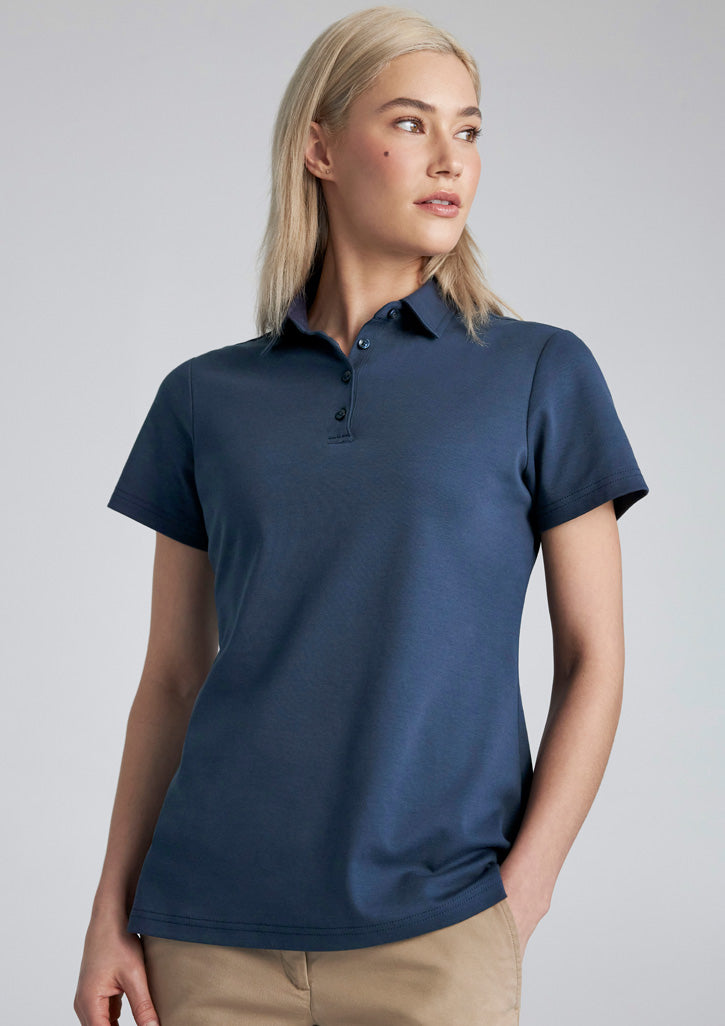Lotus Womens Short Sleeve Polo - Mineral Blue