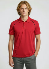 Cyber Mens Short Sleeve Polo - Red/Silver