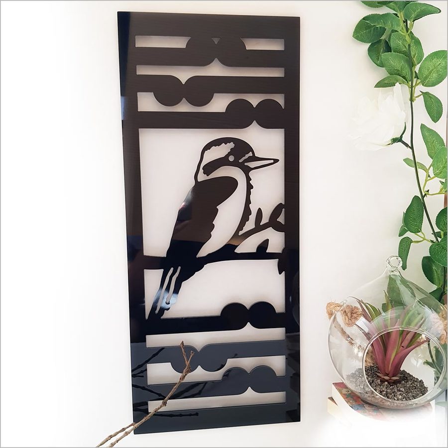 Kiwiana Wall Art - Kingfisher & KoruÂ Black