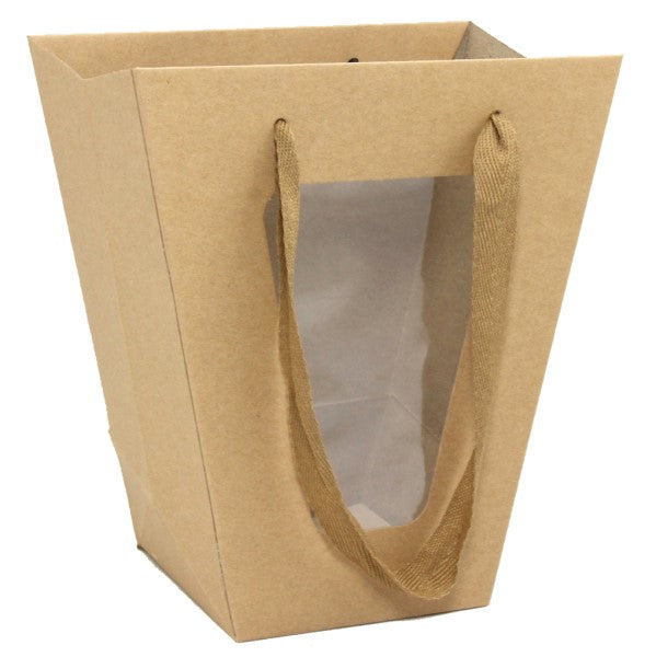 Kraft window bags pack of 12, eco-friendly, 18cmW x 20cmH x 10cmD, perfect for showcasing products in stylish packaging.