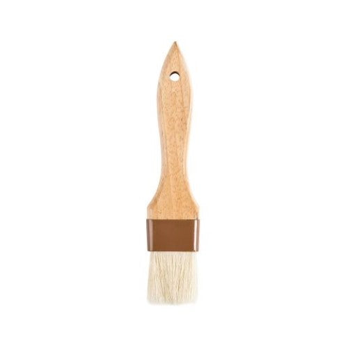 Pastry brush with rubber wood handle and natural boar bristles, perfect for applying glazes and enhancing baking.