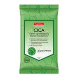 Purederm Vegan Cica cleansing towelettes for sensitive skin, removing all makeup types gently and effectively.