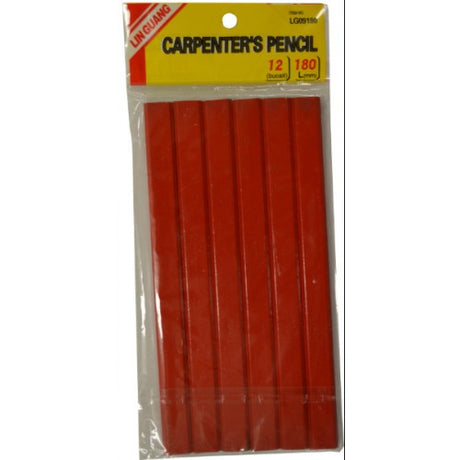 Pack of 6 square-section carpenter pencils for precise marking, preventing rolling on sloped surfaces.