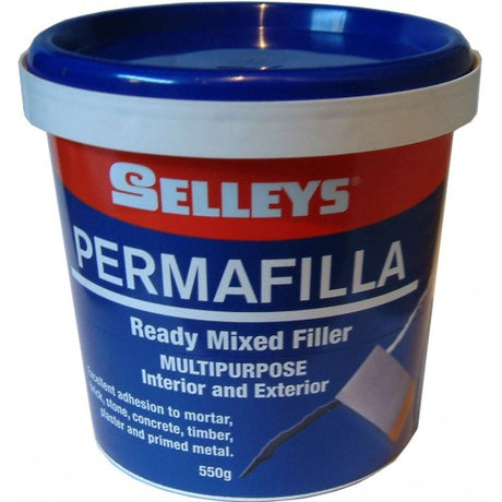 Selleys Permafilla 450g all-purpose filler for cracks and holes in various surfaces, offering quick, smooth application.