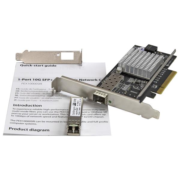 High-Speed 1-Port 10G SFP+ Fiber Optic Network Card with Intel Chip - PCIe - MM Optics