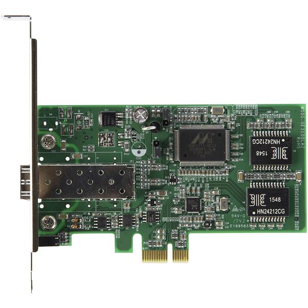 High-speed PCI Express Gigabit Ethernet card with open SFP design for flexible fiber network connectivity.