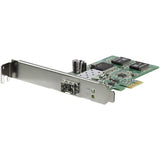 High-speed PCI Express Gigabit Ethernet card with open SFP slot for versatile fiber optic network connectivity.