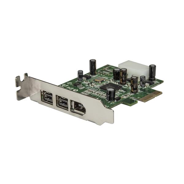 3-Port PCI Express FireWire Card Adapter with 2 FireWire 800 ports and 1 FireWire 400 port for enhanced PC connectivity.
