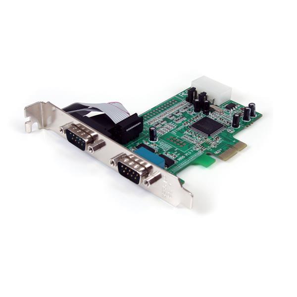 2-Port PCI Express RS232 Serial Adapter Card with 16550 UART - Low Profile, Lifetime Warranty