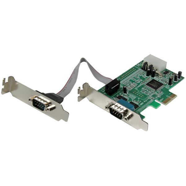 2 Port RS232 PCI Express Serial Card with 16550 UART | Low Profile Adapter for Windows & Linux