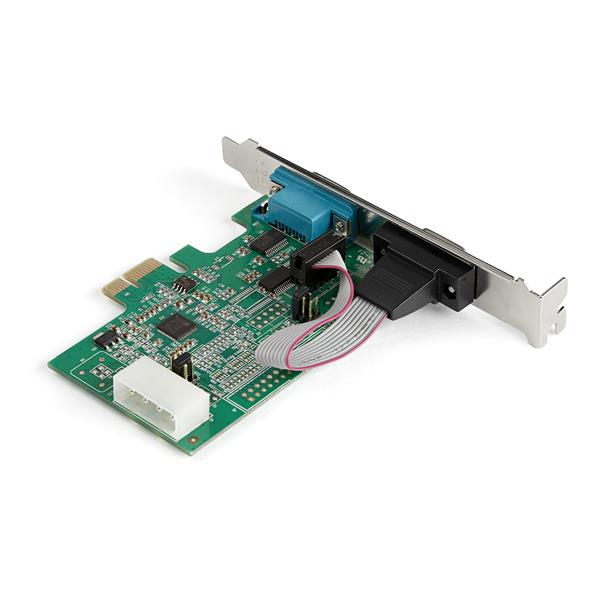 2 Port PCIe RS232 Serial Adapter Card enabling high-speed connections for multiple devices with full-profile and low-profile installation options.