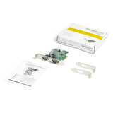 2 Port PCI Express RS232 Serial Adapter Card, adds two DB9 serial ports with optimal 921.6Kbps data speeds, compatible with Windows/Linux.