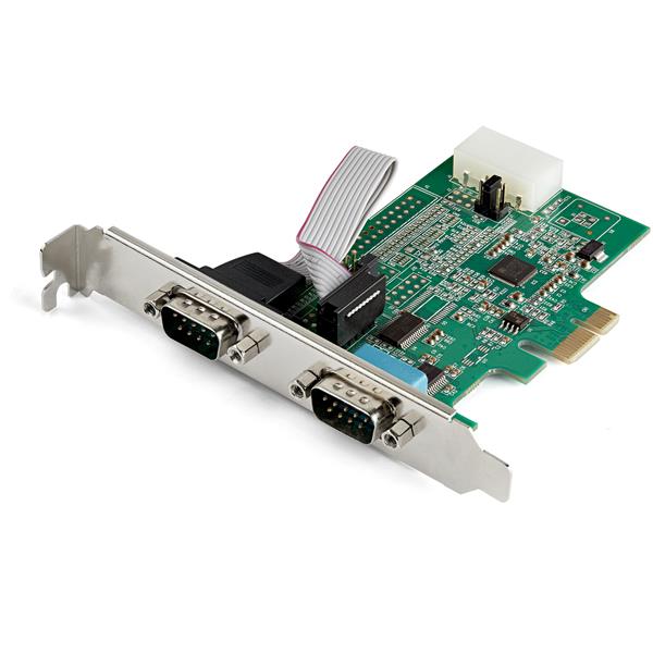 2 Port PCI Express RS232 Serial Adapter Card for adding two serial ports, supports high-speed connections up to 921.6Kbps.