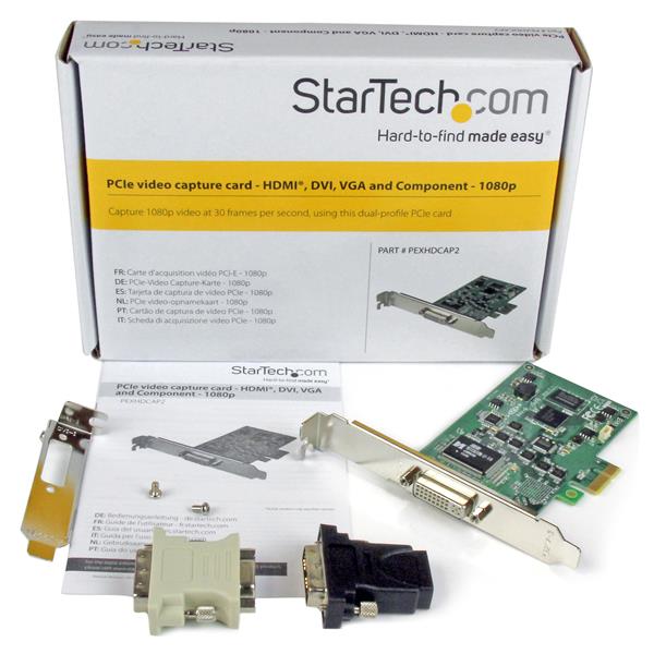 High-Definition PCIe Video Capture Card - 1080P HDMI, VGA, DVI & Component Input