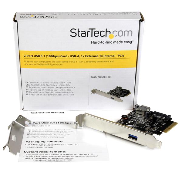 2-Port USB 3.1 PCIe Expansion Card - 10Gbps USB-A, Internal & External Ports for Enhanced Connectivity