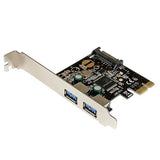 2-Port PCI Express USB 3.0 Controller Card with SATA Power for High-Speed Data Transfer