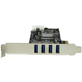 4-Port PCI Express USB 3.0 card with UASP for fast 5Gbps transfer rates, ideal for high-power USB devices.