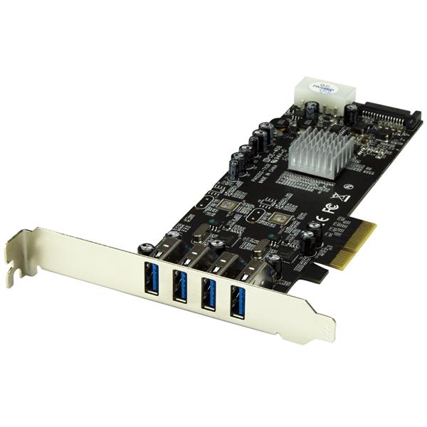 4-Port PCI Express USB 3.0 Card with UASP for fast 5Gbps data transfers, supports high-power devices and easy installation.