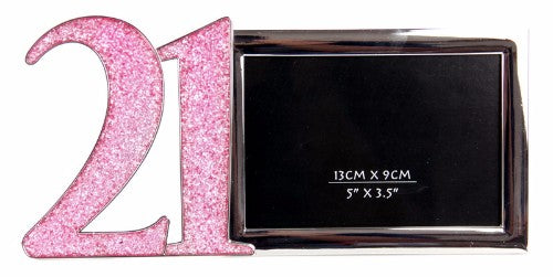 21st Photo Frame - Pink