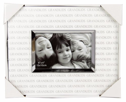 Shadow Words White Silver Photo frame - Grandkids