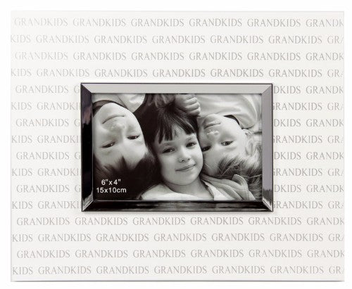 Shadow Words White Silver Photo frame - Grandkids