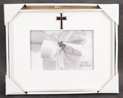 White Photo Frame 4x6 Cross