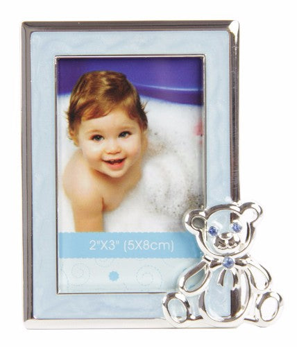Photo Frame With Bear Blue